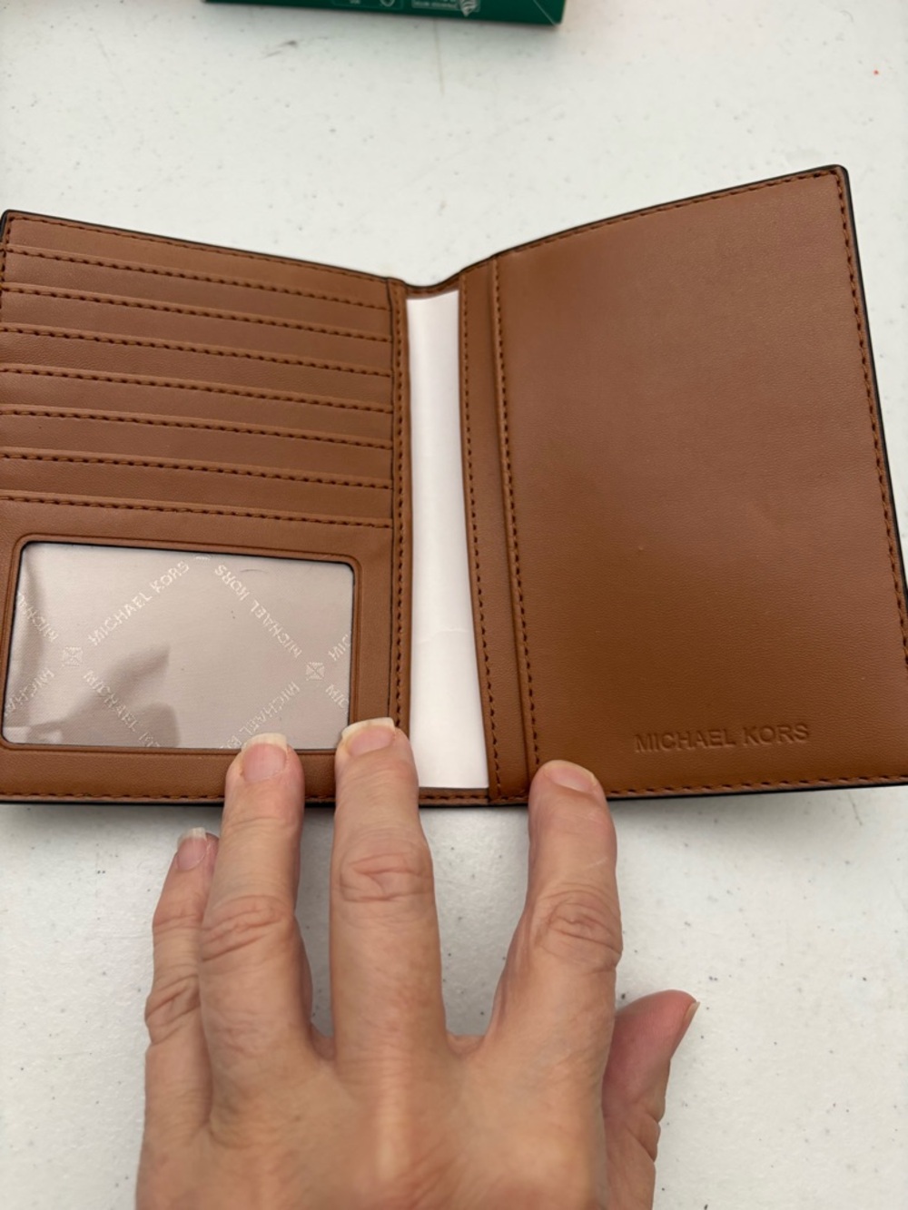 Michael Kors Signature MK Logo Passport Case Wallet Holder Brown Acorn New - Picture 3 of 3